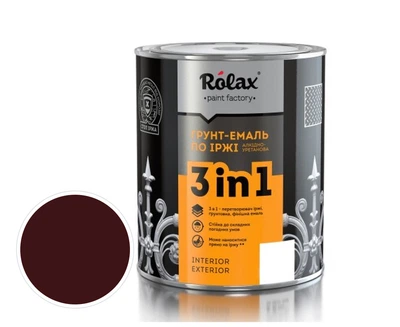 Грунт-эмаль 3в1 по ржавчине Rolax №408 черешня 2л