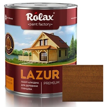 Лазурь для древесины Rolax Lazur Premium №104 темный дуб глянцевая 0.75 л