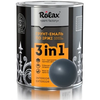 Грунт-эмаль 3в1 по ржавчине Rolax №412 графит 0.75 л