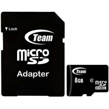 Карта памяти MicroSDHC 8GB Class 10 Team + SD-adapter (TUSDH8GCL1003)