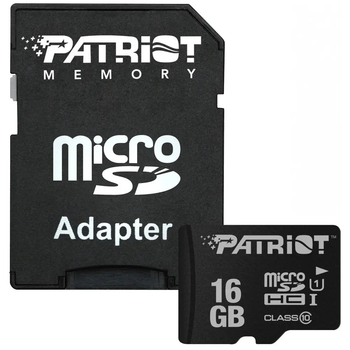 Карта памяти MicroSDHC 16GB UHS-I Class 10 Patriot LX + SD-adapter (PSF16GMCSDHC10)