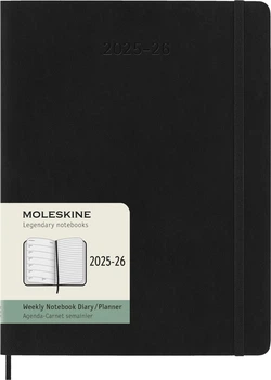 Еженедельник Moleskine 2025-2026 19 х 25 см 208 страниц Мягкий Черный (8056999275495)