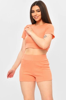 Костюм жіночий однотонний помаранчевого кольору Fashion розмір 42-44 (203345)