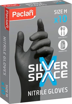 Нитриловые перчатки Paclan Silver Space M 10 шт Черные (5900492135912)