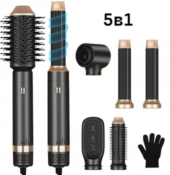 Профессиональный стайлер UKLISS WT-632 5-в-1 | Ионизация, Коанда эффект | Многофункциональный прибор Черный