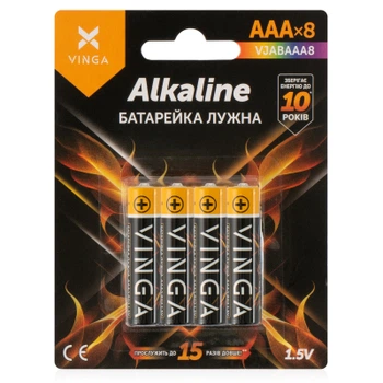 Батарейка AAA LR03 Alkaline 8 шт Vinga для пульта и приборов