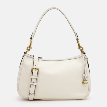 Сумка кросс-боди женская из натуральной кожи средняя Coach Cary Pebble-Grain BG-COA-97 Белая (195031683473)