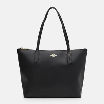 Сумка шоппер женская из натуральной кожи Coach Zip Tote Black BG-COA-99 Черная (193971685915)