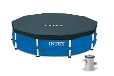 Бассейн каркасный Intex 305-76см 4485л с фильтр-насосом/тентом Синий (28202-1)