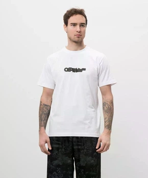 Мужская футболка Off-White White T-shirt with logo print Размер L Белый