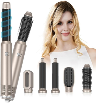 Стайлер UKLISS 5в1 WT-632 | Мультистайлер для укладання волосся Завивка, випрямлення, сушіння | 1000 Вт | Іонізація, ефект Коанда Золотий