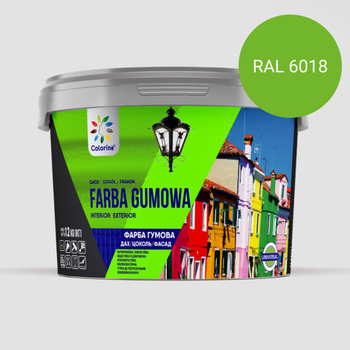 Краска резиновая для крыш, цоколей, фасадов Colorina Светло-зеленая (RAL 6018) 6кг