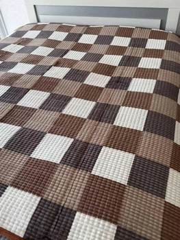 Велюрове щільне покривало Євро 200×230см Коричневий (Д-al-klit-001)