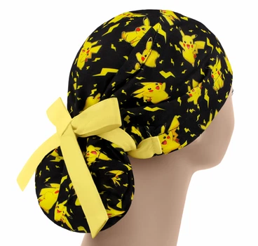 Медична шапочка жіноча PonyTopHat універсальна принт Пікачу