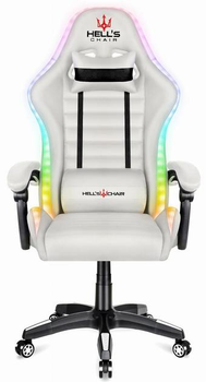 Игровое компьютерное кресло Hell's HC-1003 RGB, белое, с подсветкой, погрузка до 120 кг