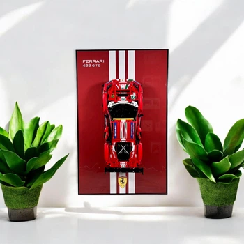 Арт Держатель Рамка 80x50 см. на Стену для Фирменного Конструктора Technic Ferrari 488 GTE AF Corse №51 (42125) Феррари - Type-A