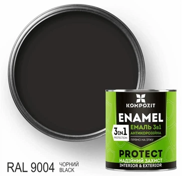 Емаль антикорозійна 3в1 PROTECT Чорна 10кг
