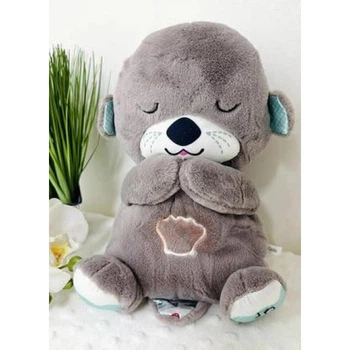 Интерактивная мягкая игрушка для сна с функцией дыхания Night otter "Сказочная выдра", темно-серый