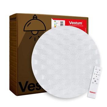 Стельовий LED світильник 60W з пультом Vestum з рельєфним плафоном 3000K-6500К білий/срібло IP40 CELL