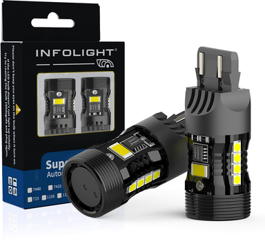 Комплект светодиодных ламп Infolight T20, 7443 (w21/5w) Canbus Red