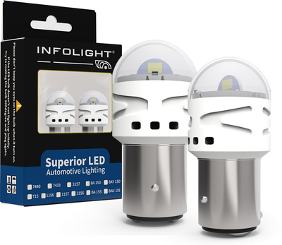 Комплект светодиодных ламп Infolight P21/4W, BAZ15D (1157) Red