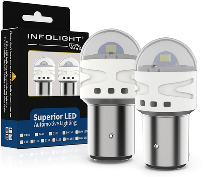 Комплект светодиодных ламп Infolight P21/5W, BAY15D (1157) Red