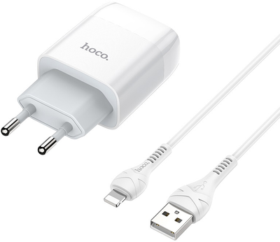 Мережевий зарядний пристрій Hoco C72A Glorious single port charger set iP 10.5W White (6931474712998)