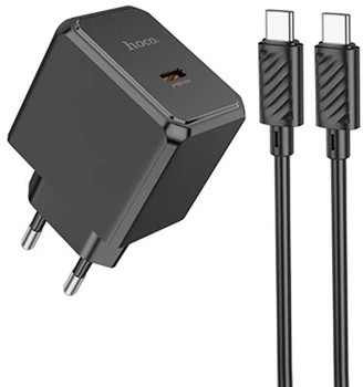 Сетевое зарядное устройство Hoco CS13A Ocean single port PD20W charger set Type-C to Type-C Black (6942007603843)