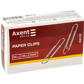 Скрепки круглые Axent 50 мм 100 шт. Оцинкованные (D4115)