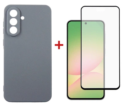 Комплект для Samsung Galaxy A56 панель Carbon + скло DENGOS (Grey) (DG-KM-138)