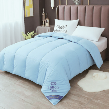 Одеяло односпальное голубое Hilton 150×200 см.Гостиничное качество для дома, отелей и гостиниц 2кг,силиконовый наполнитель
