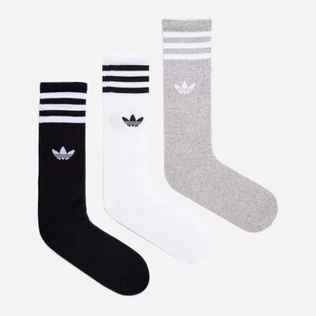 Набор мужских носков высоких хлопковых Adidas Solid Crew Sock 3P IU2653 46-48 3 пары Черный/Белый/Серый (4066757431777)