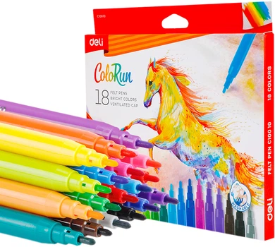 Фломастеры Deli Color Run EC10010 2 мм 18 цветов (6921734962799)