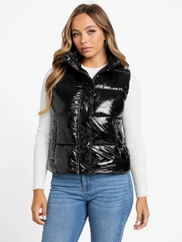 Теплий жилет короткий жіночий Guess 816100665 S Чорний (1159833915)