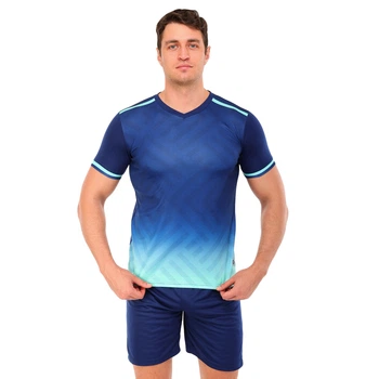 Форма футбольная мужская шорты + футболка SP-Sport 8853 размер 2XL (48-50) рост 175-180см Deep Blue-Mint