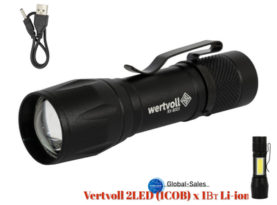 Ліхтар ручний Vertvoll 2LED (1COB) x 1Вт Li-ion (RX-8003)