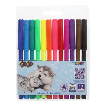 Фломастеры цветные 12 цветов "Коты и собаки", KIDS LINE ZB.2815 ZiBi (4823078987686)