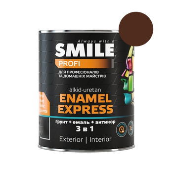 Эмаль "молотковый эффект" Smile антикоррозийная 3 в 1 темно-коричневая 0,7 л