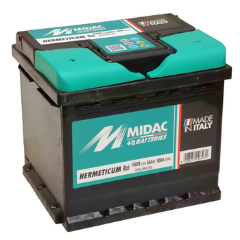 Аккумулятор 6СТ-55 MIDAC HERMETICUM, 12V 55Ah, (+/-), Мидак Герметикум, 12В, 55Ач, EN500А