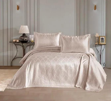Вишукане турецьке жакардове покривало з наволочками Moda Box SERENA 240x260 Bej
