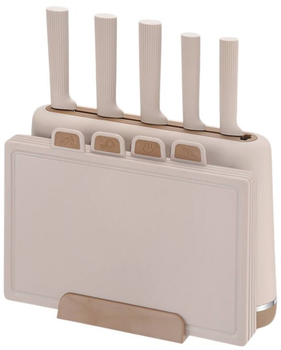 Набор Maestro 5 ножей + 4 разделочные доски в подставке (MR-1412-BEIGE)