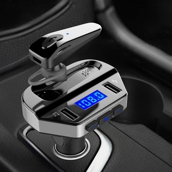 Автомобильный FM трансмиттер, модулятор трансмиттер с bluetooth-наушником, модулятор в машину, HER-8