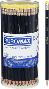 Набір графітових олівців Buromax HB пластиковий з гумкою 100 шт. (BM.8514)