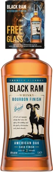Віскі Black Ram Bourbon Cask Finish 1 л 40% + склянка 200 мл (3800032011435B)