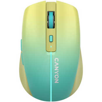 Компьютерная мышка беспроводная Canyon MW-44, Bluetooth / USB 2.4GHz, оптическая 800 - 1600 dpi, 8 кнопок, аккумулятор 500 mAh, Yellow/Blue