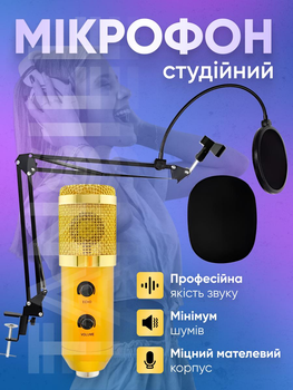 Микрофон студийный конденсаторный профессиональный с шумоизоляцией микрофоны настольный с редуктором басов для подкастов видеоконференций записи вокала стриминга