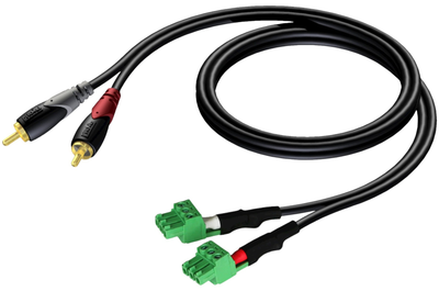 Kabel AUDAC CLA832 2 x RCA to 2 x Terminal 1 m Black/Green (CLA832/1)