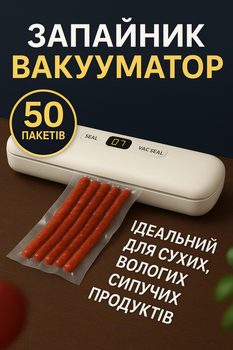 Вакуумный упаковщик Vacuum Sealer FK-7912, 120 Вт, до 28 см, 2 режима, белый