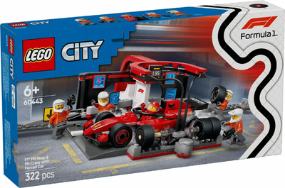 Конструктор LEGO City Пит-стоп и пит-экипаж F1 с болидом