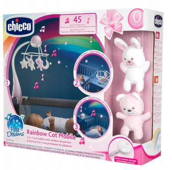 Карусель на кроватку Chicco First Dream 3 в 1 Радуга Розовая (8058664153268)